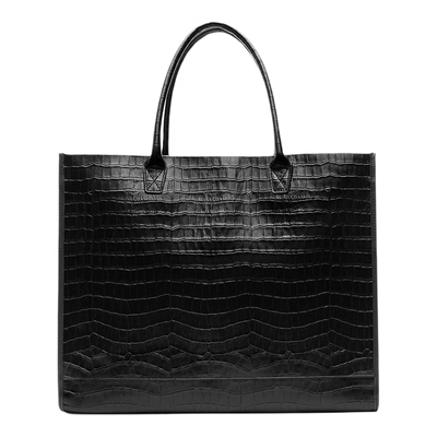 头层牛皮鳄鱼纹大容量女款托特包
