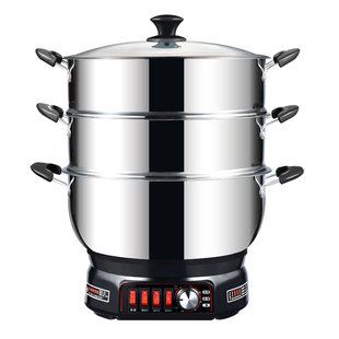 304不锈钢电炒锅多功能家用电炒菜锅蒸煮一体锅定时款电热锅火锅