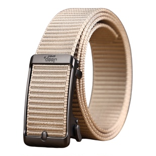 Jeep吉普卡其色帆布皮带男款自动扣工装休闲百搭腰带男牛仔裤腰带