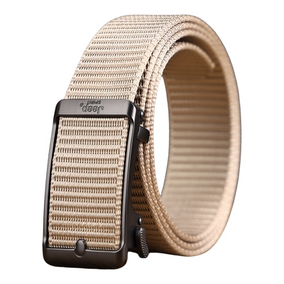 Jeep吉普卡其色帆布皮带男款