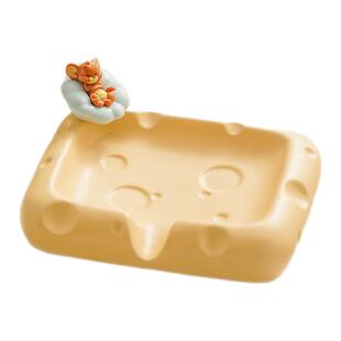 奶酪高颜值陶瓷肥皂盒卫生间置物架香皂盒家用洗手台沥水轻奢方型