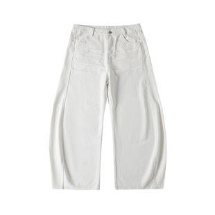 LR MADE 26SS 立体压褶猫须 定制小皮牌 小弯刀白牛休闲牛仔长裤