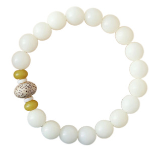 天然白玉菩提子圆珠搭配星月菩提子盘珠搭配款手链女款文玩木头