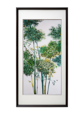 客厅玄关成品挂画现代中式手工绣