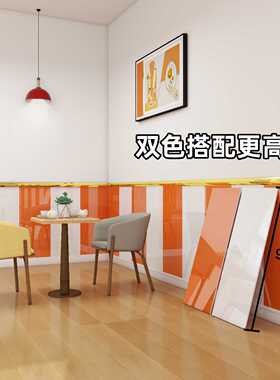 橙色墙纸仿瓷砖铝塑板自粘墙贴大尺寸墙裙护墙板幼儿园防水防潮