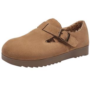 热风加绒勃肯鞋女2025年冬季新款复古百搭棉鞋厚底雪地靴毛毛鞋