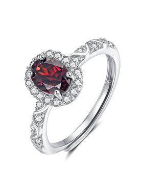 TIANTI红石榴石纯银戒指不掉色