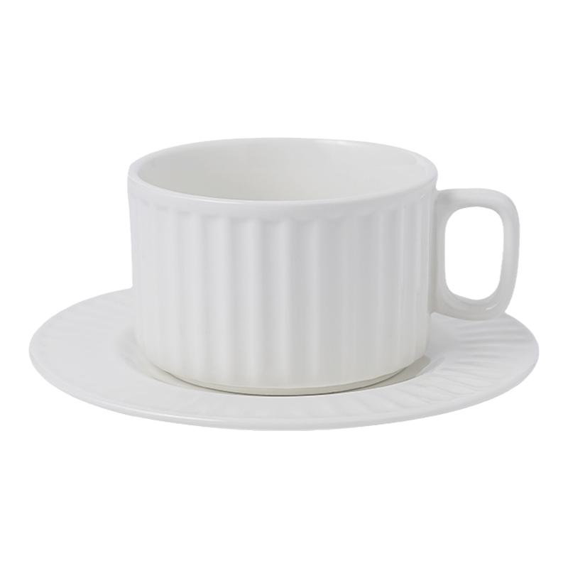 简约纯白咖啡杯子酒店陶瓷茶杯下午茶具家用咖啡拿铁杯套装拉花杯