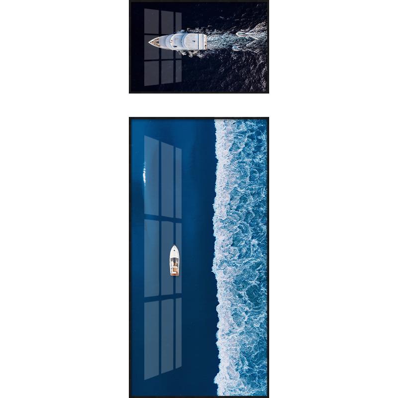 玄关走廊蓝色海洋组合装饰画