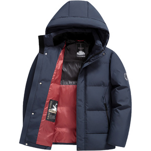 雪中飞男式羽绒服2025新款冬季外套短款加厚保暖连帽可脱卸鹅绒服