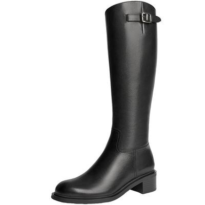 周雨彤同款百丽星环骑士靴女新款冬季加绒长筒靴子瘦瘦靴3KV72DG4