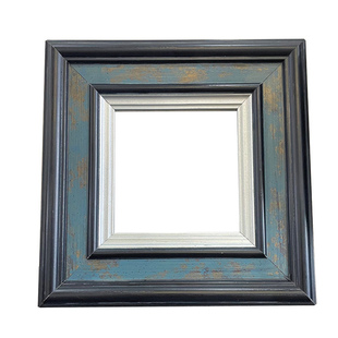 实木斑驳蓝相框油画装裱美式复古拼图水彩画盲盒展示外框空框定做