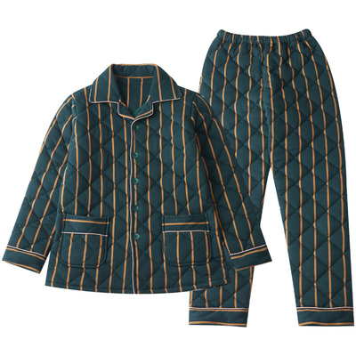 圆人加厚条纹夹棉冬天家居服