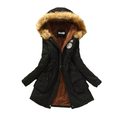 长款棉衣宽松收腰毛领羊羔绒