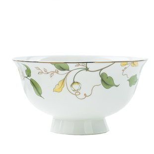 唐山骨瓷7英寸高脚碗高足碗防烫陶瓷碗加底足隔热不烫手面饭汤碗