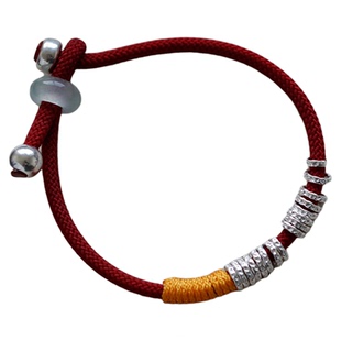 足银999盘缠手绳纯银红绳藏式本命年编织好运手链银饰女生日礼物