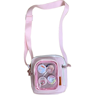 女童斜挎包可爱包包女生ins外出小痛包透明吧唧少女手机包单肩包