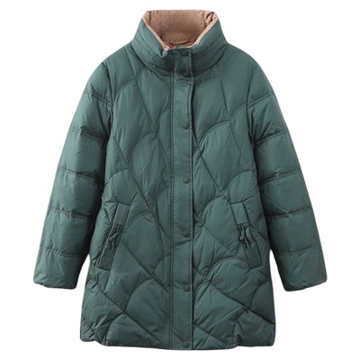 依佈中老年人2025冬装新款撞色羽绒服50多岁妈妈装中长款防风外套