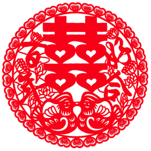 结婚用品婚庆压床喜字装饰中式传统绒布剪纸窗花贴纸婚房装饰布置