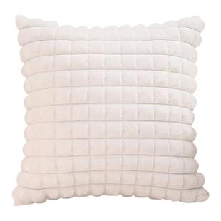 北欧ins风沙发毛绒纯色客厅靠背垫床头靠垫套抱枕轻奢抱枕套高级