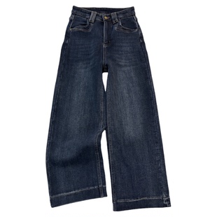 【清仓不退换】小个子厚绒高腰直筒牛仔裤女冬阔腿保暖九分奶奶裤