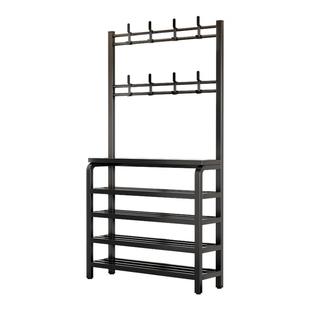 门口多层鞋架挂衣架一体多功能家用鞋架子大容量铁艺鞋子收纳神器