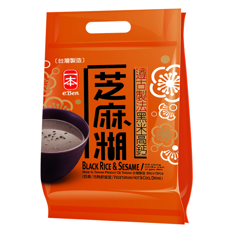 臺(tái)灣進(jìn)口高鈣芝麻糊一本黑糯米沖調(diào)即食營(yíng)養(yǎng)代餐450g袋裝