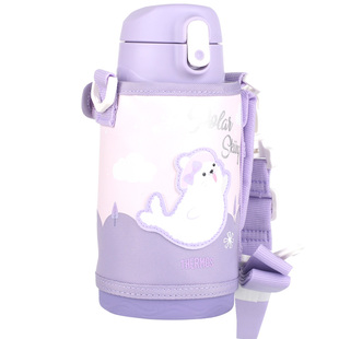 膳魔师316儿童保温杯吸管杯不锈钢双盖两用真空杯卡通TCKA-553FS