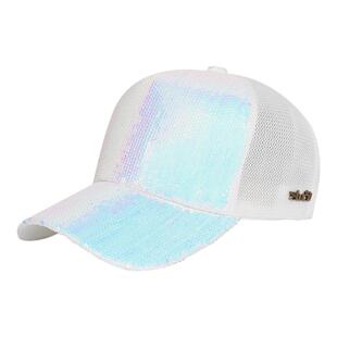 网红帽子女款2025新款时尚潮流夏天薄款棒球帽亮片鸭舌帽透气网帽