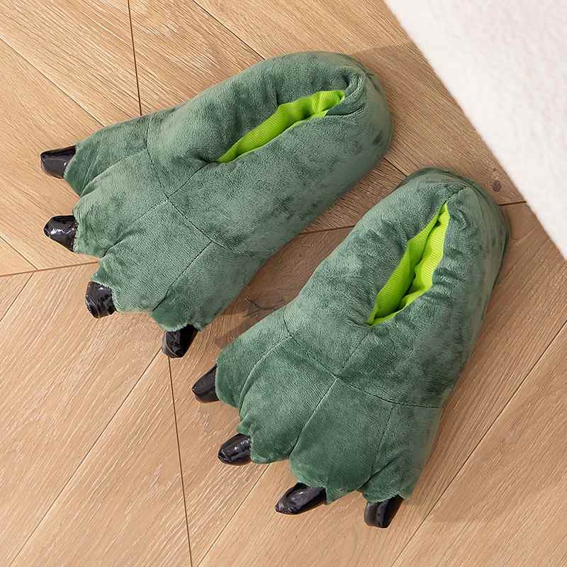 恐龙爪子儿童棉拖鞋男童女童可爱搞怪包跟室内保暖男孩毛毛拖鞋冬