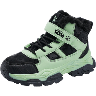 汤姆猫男童鞋子儿童棉鞋2026新款冬季加绒加厚保暖防滑狼爪雪地靴