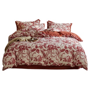 高级感婚庆四件套红色结婚被套纯棉全棉床单新婚庆婚嫁床上用品4