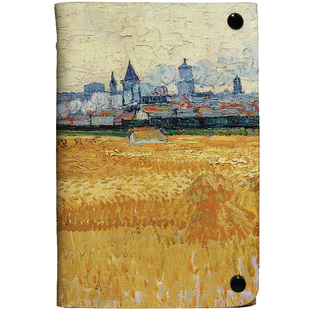 梵高麦田笔记本子高颜值手账本油画布艺活页本可拆定制艺术记事本