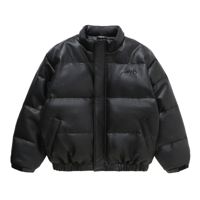 Makemore重磅休闲pu皮羽绒服男