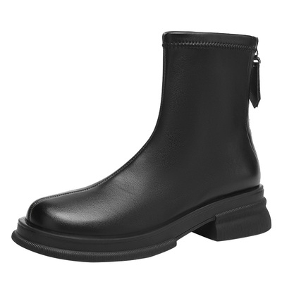 平底短靴女款黑色靴子女