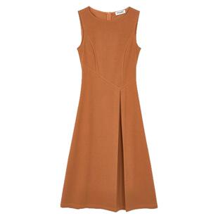 米思阳2026春季新款高弹一字肩无袖连衣裙通勤淑女风收腰a字裙女