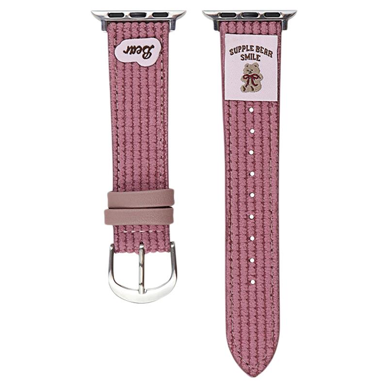 壳里斯iwatch表带S10华夫格秋冬毛呢皮革灯芯绒小狗S8小众新款s9适用SE苹果Applewatch手表高级感S7女款Ultra