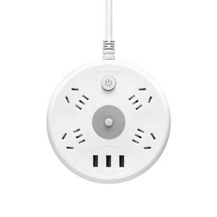 圆形可伸缩收纳插座多功能排插家用宿舍用插线板带USB插电板长线