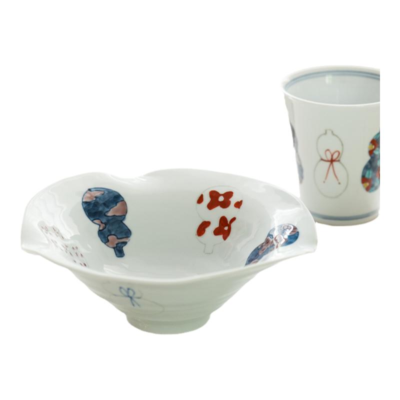 爱悦居日本进口德七窑手绘葫芦餐具日式漂亮饭碗餐盘马克杯多用钵