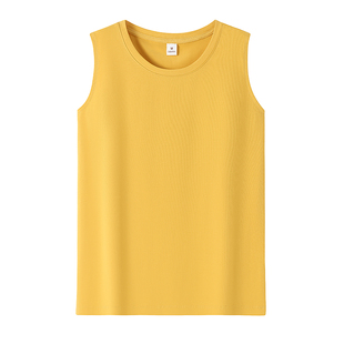 黄色无袖背心女宽肩带直筒内搭上衣休闲大码打底小衫纯棉t恤外穿