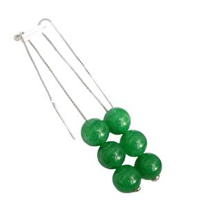 时尚新款天然翡翠绿玉珠耳线百搭显气质仙韵玉耳环减龄显脸瘦耳坠