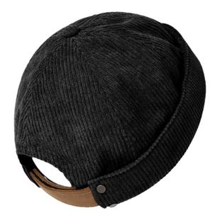 马登工装复古灯芯绒雅痞瓜皮帽地主帽无沿无檐水手帽冷帽子男秋季