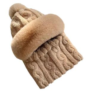 零下40度防寒帽子围脖一体女冬天加绒加厚骑车保暖帽护耳防风帽子