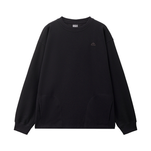 BSX2026春季新款卫衣男华夫格山峰刺绣宽松圆领套头上衣04025852