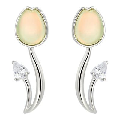 旭平春夏甜甜清凉感果冻j渐变色摩卡石郁金香耳钉甜美系气质耳饰