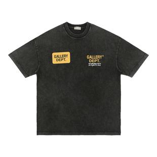 日系gallery dept短袖字母印花GD洗水做旧宽松圆领T恤vibe情侣tee