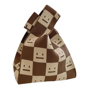 ins网红手提包女针织毛线水桶包日韩版百搭手拎休闲托特包盒饭袋