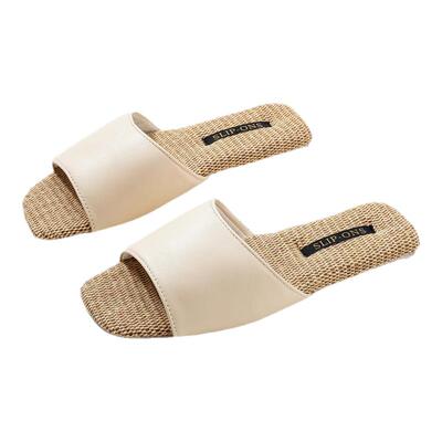 梁氏轻奢高级感磨砂质感亚麻拖鞋