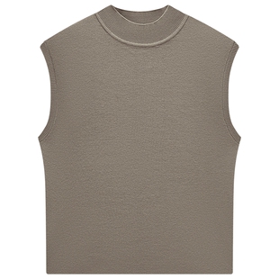 爱居兔半高领无袖针织衫女春秋新款软糯舒适时尚针织衫背心