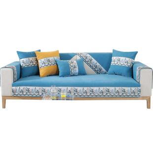 雪尼尔沙发垫四季通用防滑坐垫新中式沙发套子北欧简约现代靠背巾